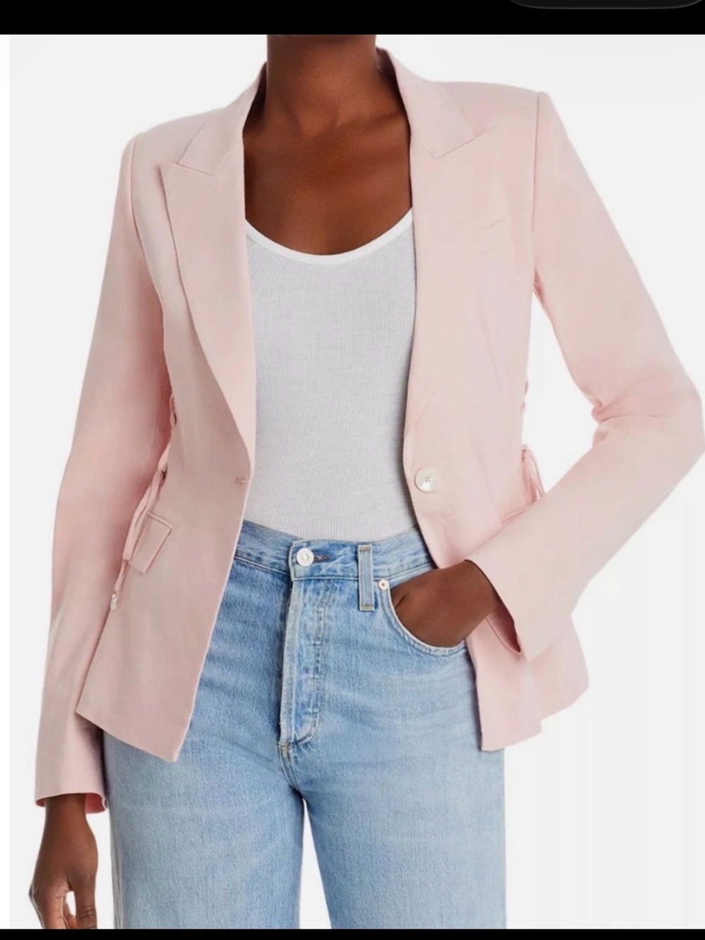 Derek Lam 10 Crosby Women's Pink Linen Lined Rhonda Lace Up Blazer Jacket